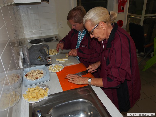...Coral and Wendy dice with the cheese...