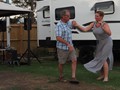 ...Bill showing the manager some moves...