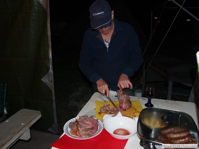Bill carving some winnings from last night...